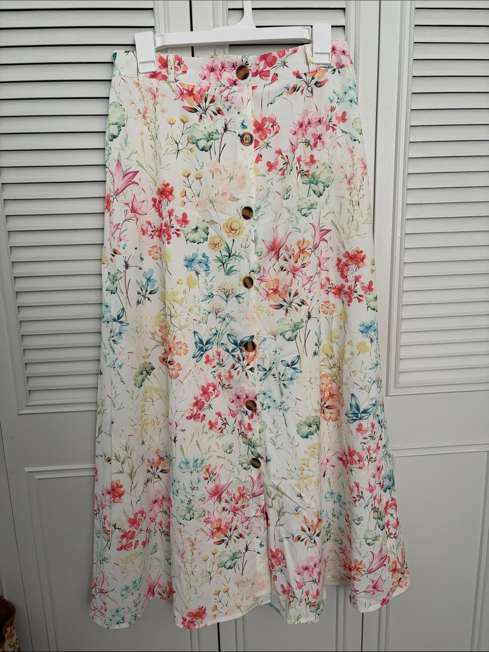 Floral Print White Maxi Skirt